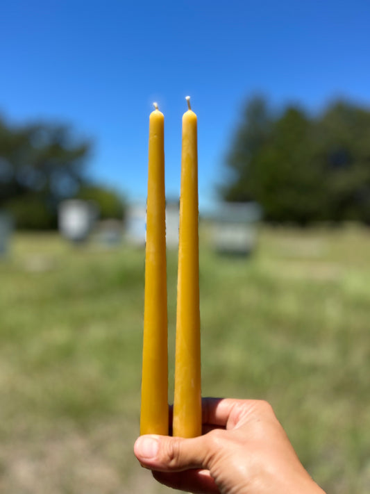 10’ Pure Beeswax Taper Candles – 2 pack
